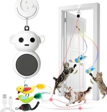 Automatic Cat Toy Laser Pointer w/ Bird  Mouse Wand USB Rechargeable Indoor Cat
