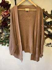 Universal Thread Women XS Open-Front Cardigan 100 Cotton Taupe Pockets