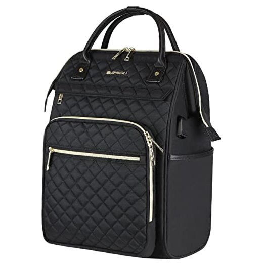 17 Inch Laptop Backpack for Women, Work Business Travel 17 inch Quilted Black