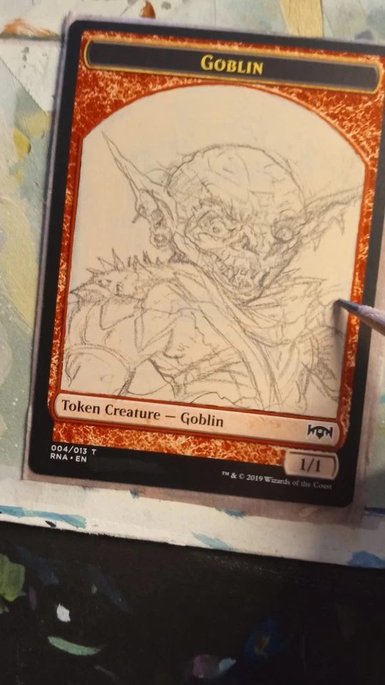 MtG Goblin Token Full Magic Altered Hand Painted Art Original Alter RNA - Image 2 of 3