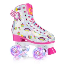 Rainbow Unicorn Roller Skates Girls Light Up Wheels Kids Quad Skates High Top