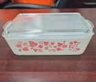 Vintage Pyrex Pink Gooseberry Refrigerator Dish 0503 1½ Qt w/ Original Ribbed