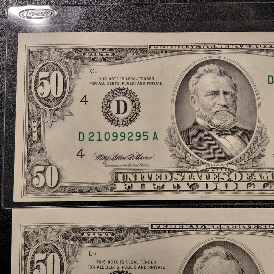 1993 ($50) Three "Consecutive" Fed Reserve Banknotes - Cleveland, OH. "Choice" - Image 4 of 4