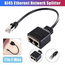 RJ45 Internet Adapter Cable Male to 2 Female RJ45 Splitter Ethernet 2-in-1