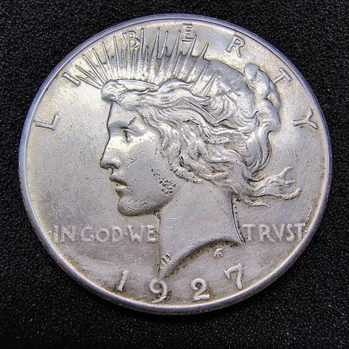 1927-P Silver Peace Dollar - Philadelphia - 90% Silver- VF-XF Details - Cleaned