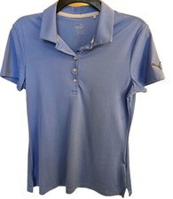 Puma womens blue short-sleeve golf polo shirt...
