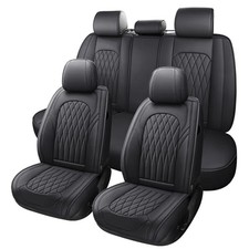 Nappa Faux Leather Car Seat Covers Full Set Black