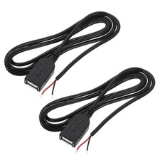 Micro USB Female to 2Pin Bare Wire 24AWG 39", 2Pcs Open End Pigtail Power Cable