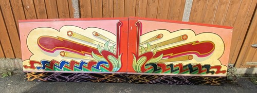 Vintage Hand Painted Panel Fairground Waltzer Memorabilia Wall Art Ref L1 15-16 - Picture 23 of 24