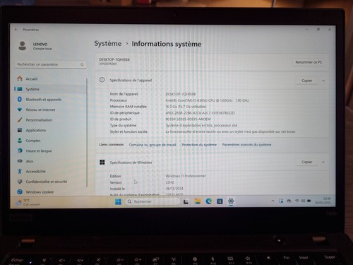 PC Ordinateur PORTABLE LENOVO Thinkpad T490 i5 8365U 16 Go RAM 512 Go SSD (2) - Photo 9/9