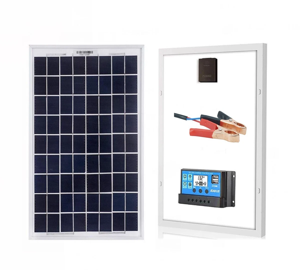 Pannello Solare Fotovoltaico 10W 12V Monocristallino Con Pinze A Morsa – Dopastore - Foto 5