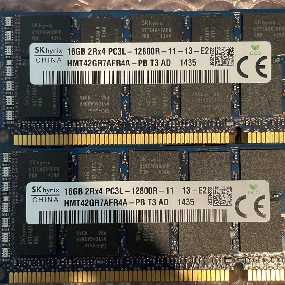2x Hynix HMT42GR7AFR4A-PB 16GB PC3l-12800r DDR3 ECC Reg Server Memory Module - Image 2 of 2