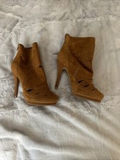 Jeffrey Campbell x Free People Ivy Woven Heeled Bootie Womens 8.5 Tan Suede