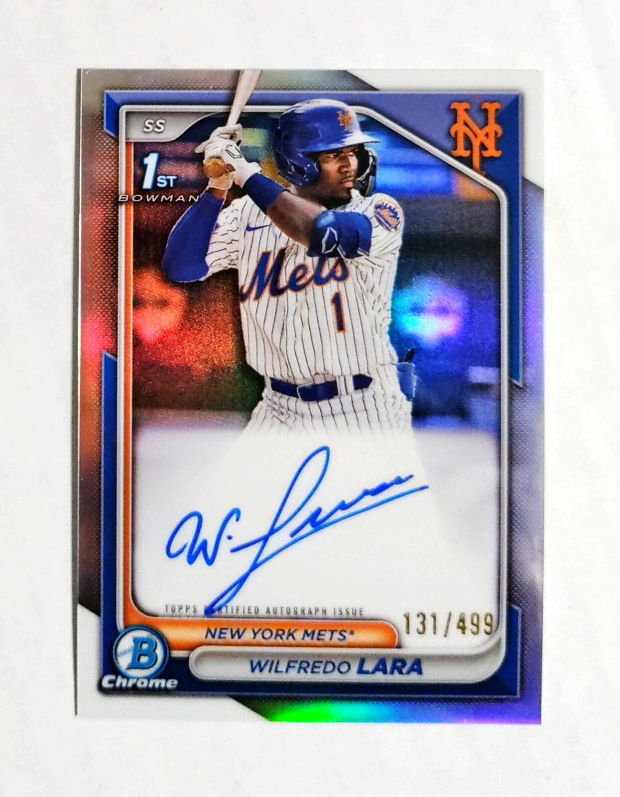 Wilfredo Lara 2024 1st Bowman Chrome AUTO Prospect REFRACTOR 131/499 Mets RC z43