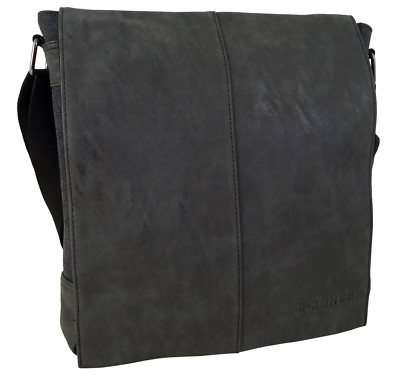 Canvas Messenger Bag Umhängetasche Unisex DIN A4 Tasche Schwarz Herren Damen