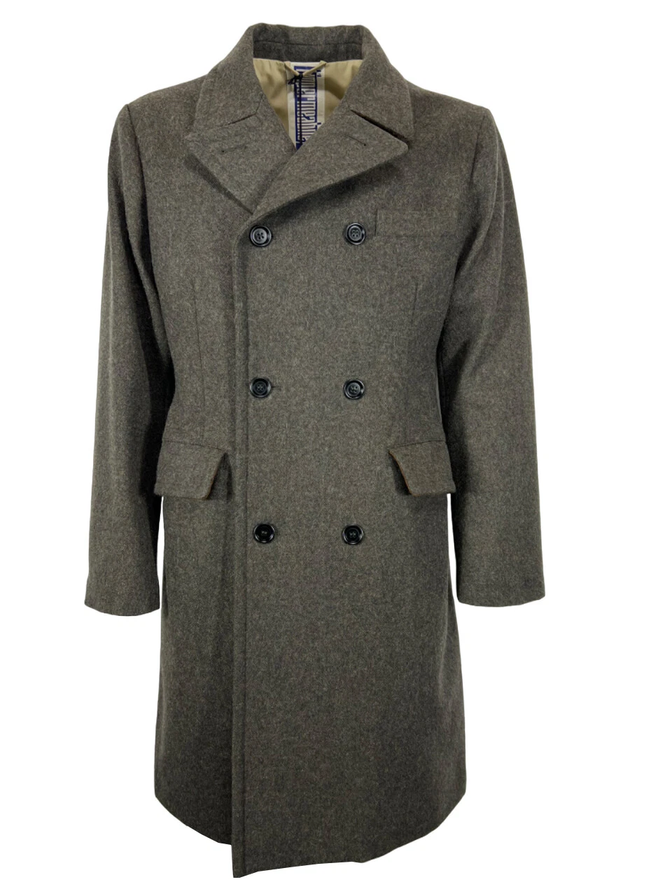 The Waterproof Double-Breasted Gray/Green Coat New Loden Regenerated Wool