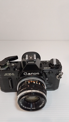 Canon AE-1 35mm Film Camera SLR Black & FL 50mm f/1.8 Lens Japan