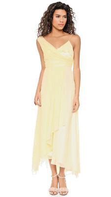 JILL STUART ~ Yellow Silk Chiffon Draped Asymmetric Formal Gown 4 NEW $428