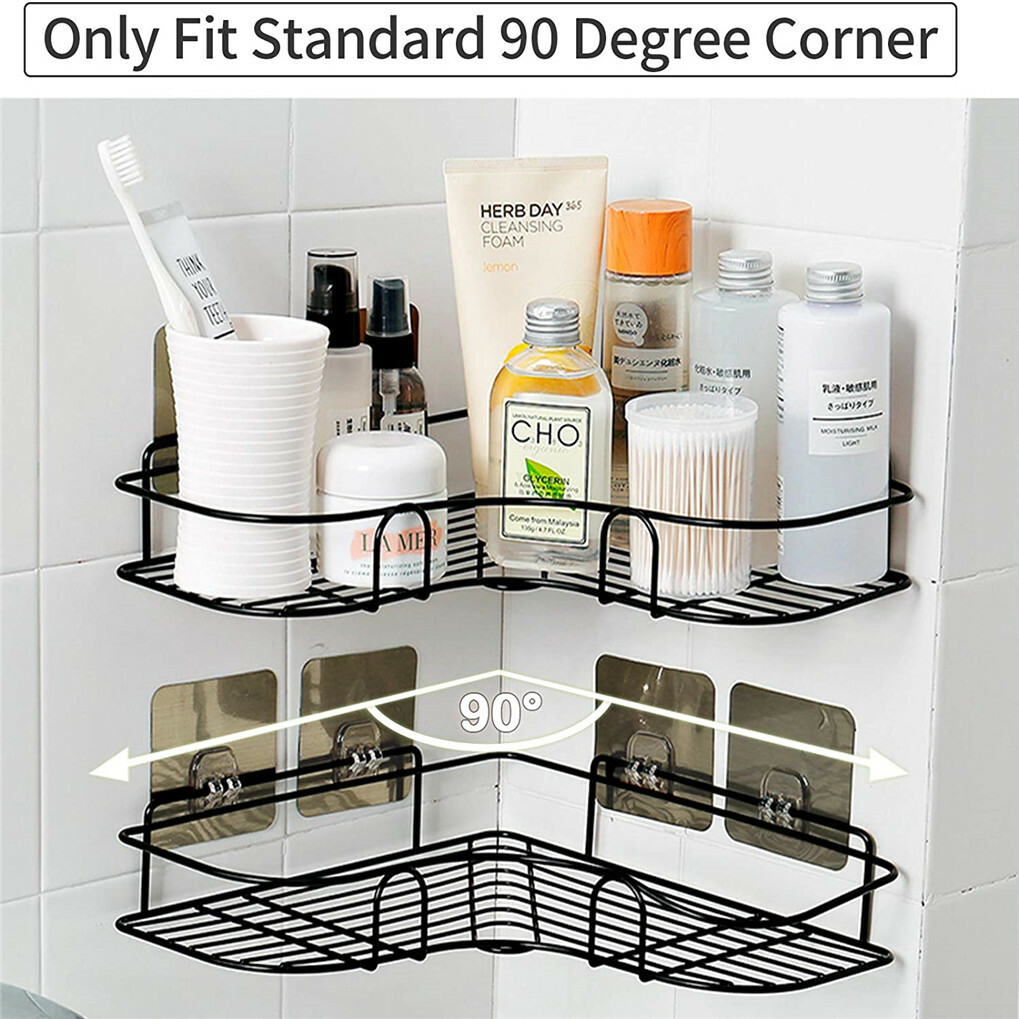 2 x Corner Shower Holder Shelf Caddy Hanging Organizer Strong Adhesive