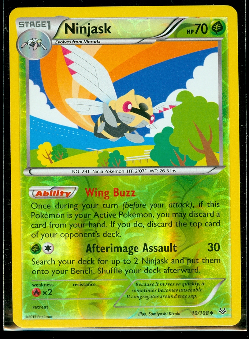 Pokemon NINJASK 10/108 - XY Roaring Skies - Rev Holo - MINT