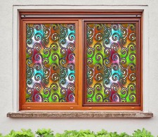 3D Color Pattern ZHU313 Window Film Print Sticker Cling Stained Glass UV Zoe