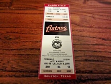 Astros vs Mets Full Season Ticket Stub 8/8/2000 Enron Field Biggio Bagwell