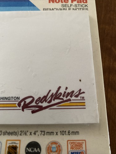 Bloc de notas Post-It 1988 vintage sellado (40 quilates) Wincraft Washington Redskins - Imagen 3 de 5
