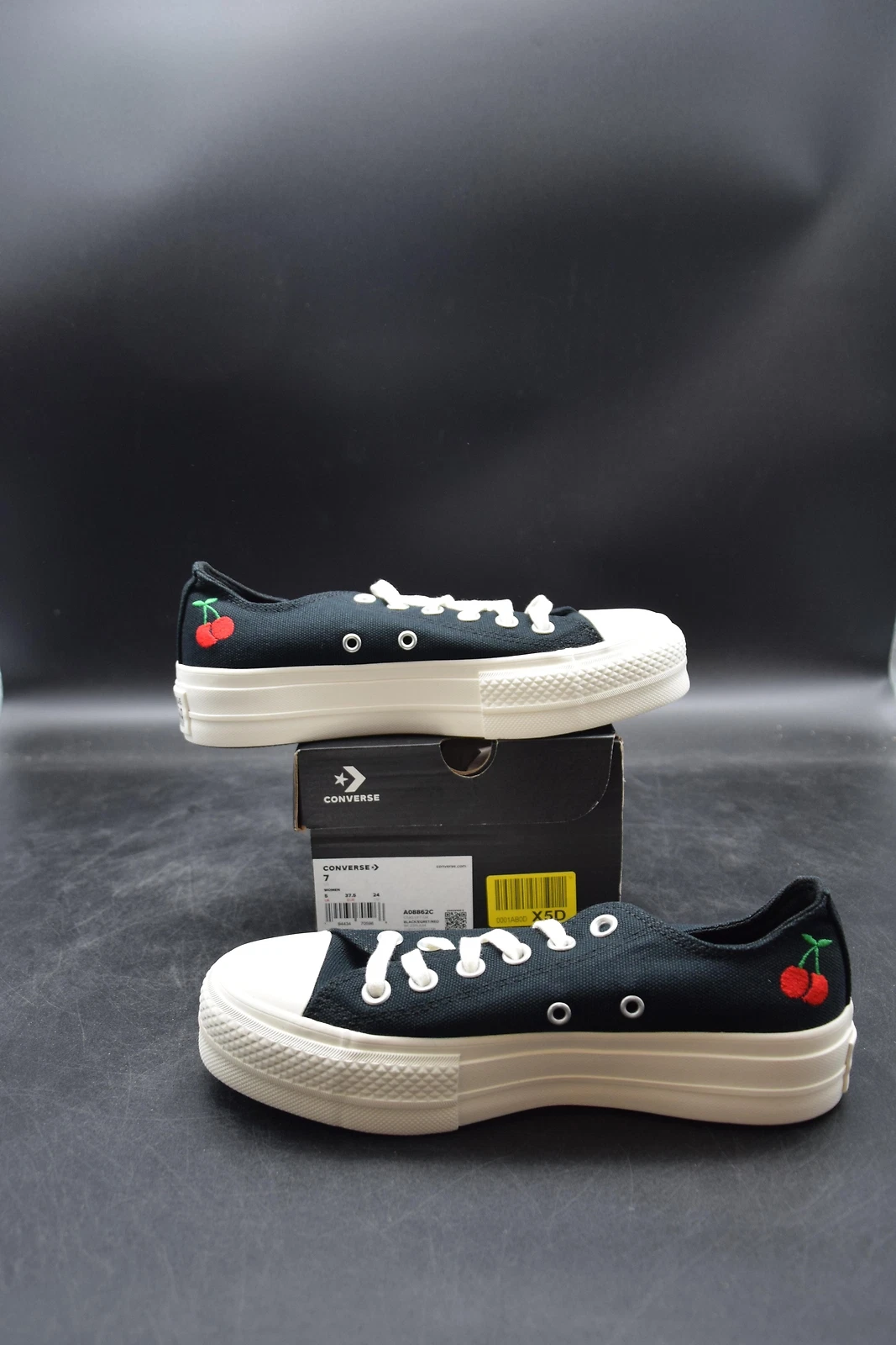 Sneaker Converse Lift Ox nere con motivo ciliegia taglia 37 5 nuove incl. fattura