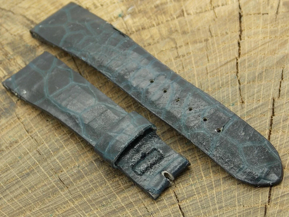 Correa de reloj para hombre vintage Wyler de cuero azul marino (hebilla no incluida) 20 mm usada Foto 2 de 3