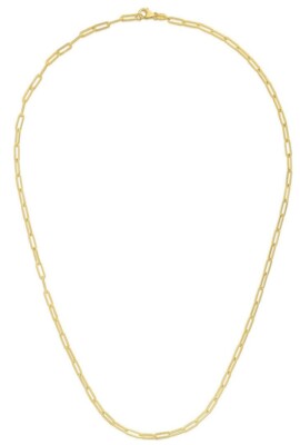 14k Gelbgold 16'' Massive Büroklammer Gliederkabel Kette Halskette 2,5 Gramm 2,1 mm
