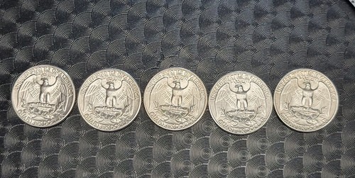 1941-1945 Washington Silver Uncirculated Quarters 90% 5 coin lot, WWII Coins - Picture 7 of 9