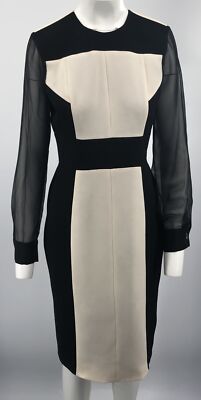Prabal Gurung Black/White Color Block A-Line Dress w/ Sheer Sleeves sz M |  eBay