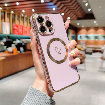 Cute Love Heart Shockproof Magnetic Case for iPhone 16 Pro Max 14 13 12 15 Cover