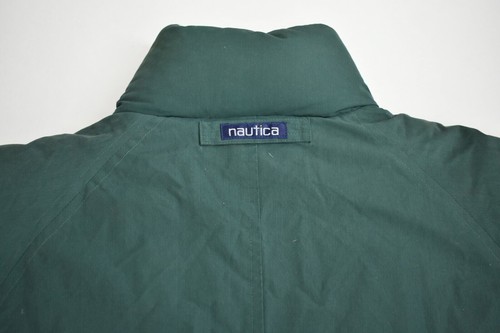 Vintage Nautica Herren-Taschen mit Reißverschluss vorne grün Mantel Baumwolle elastisch Taille Schrägstrich Größe L - Bild 8 von 8