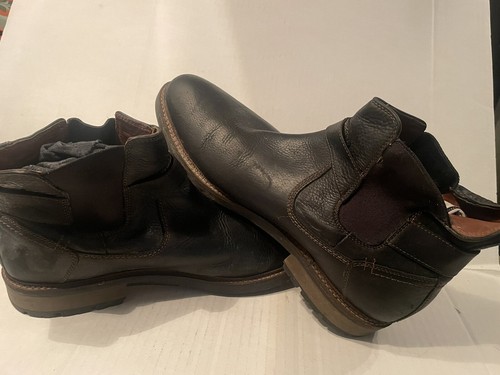 Johnston & Murphy Black Leather Mens Short Cowboy Boots Size 13 1/2 Buckle