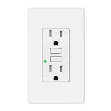 GFCI Outlet 15A with LED Indicator WR TR ETL Listed Flame-Retardant + Wall Plate