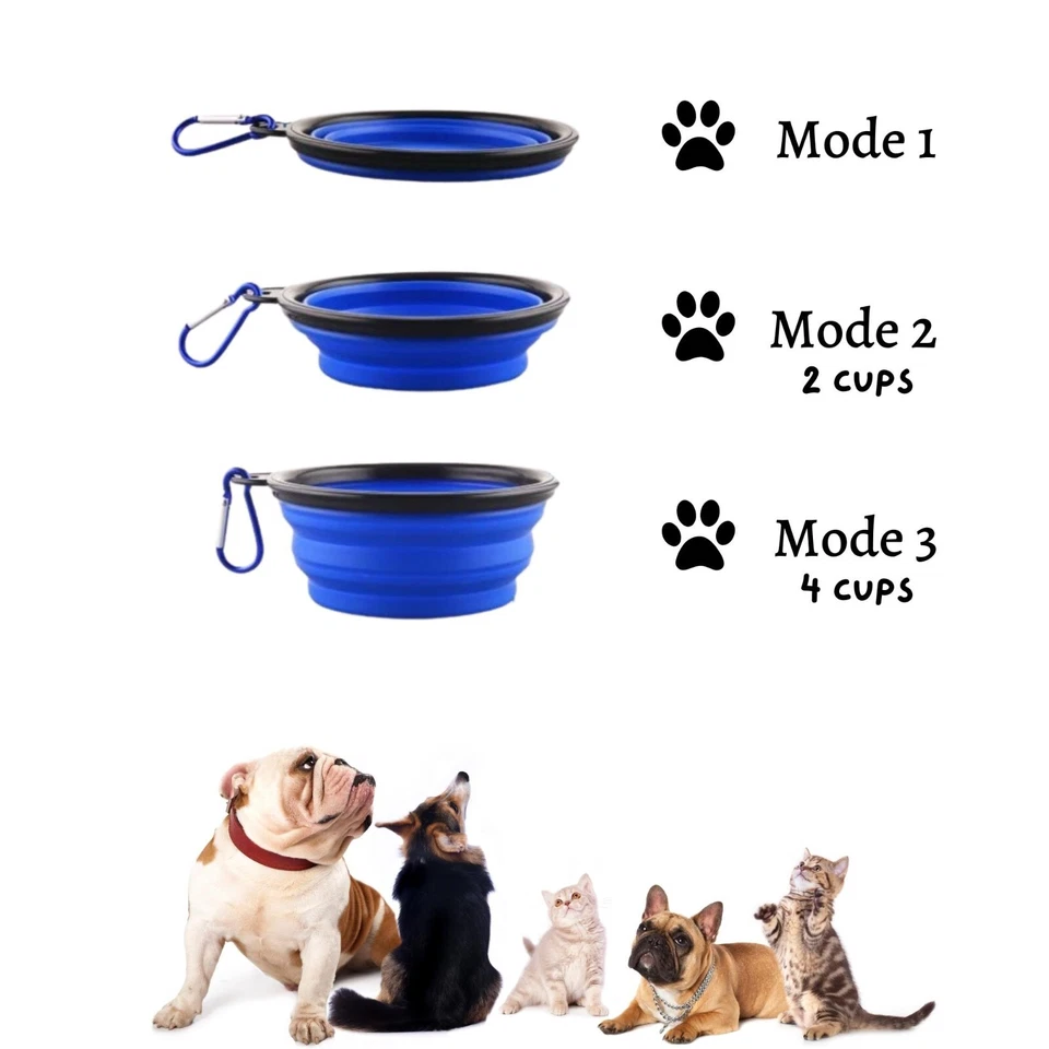 Pack de 2 cuencos rojos para perros y mascotas pequeñas, plegables, cuenco de viaje, plato grande de silicona Foto 3 de 4