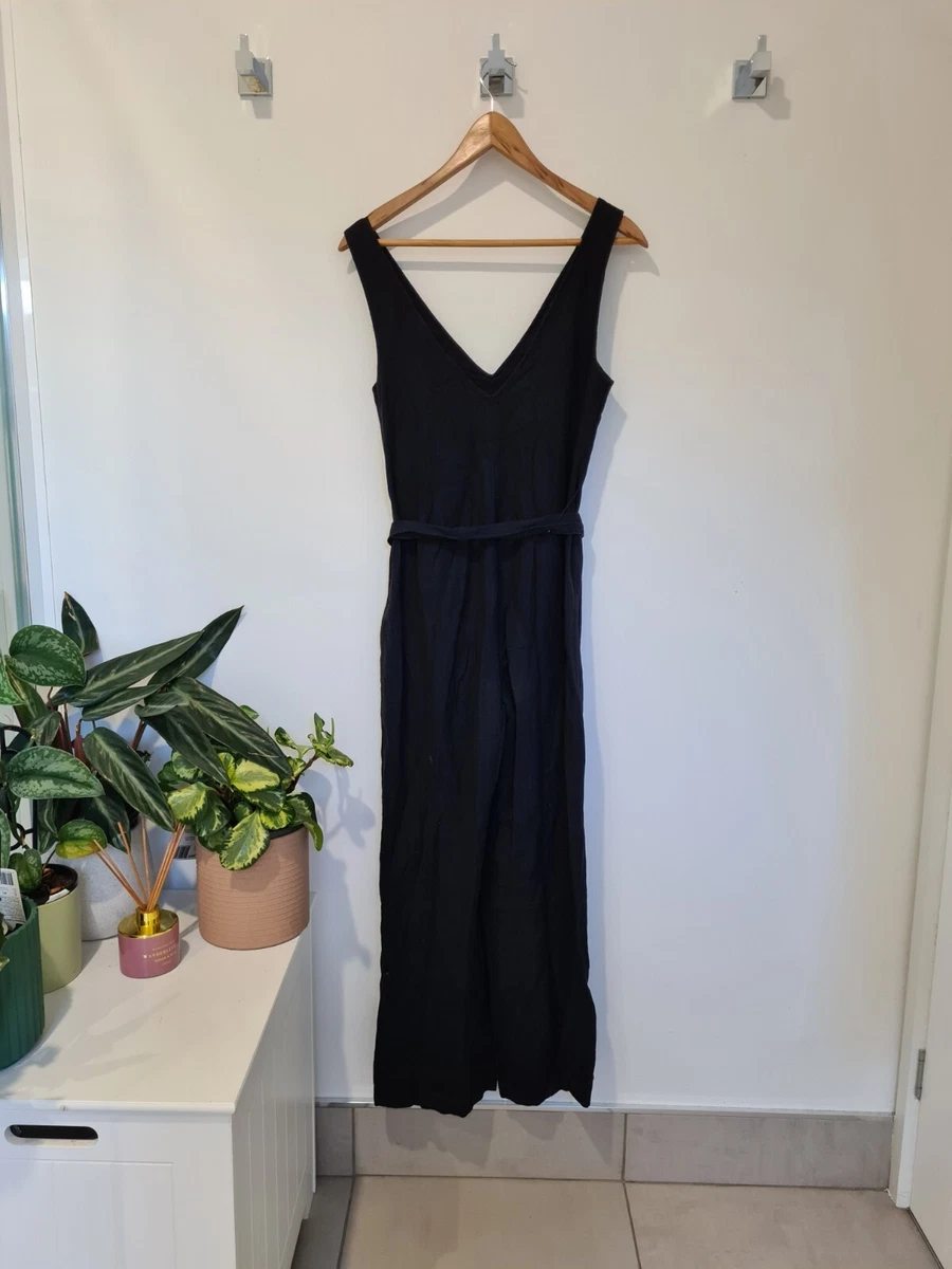GLASSONS black Linen Blend Jumpsuit Pantsuit Size 6 8 eBay