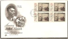 US SC # 1433 John Sloan FDC. Block Of 4, Artcraft Cachet.