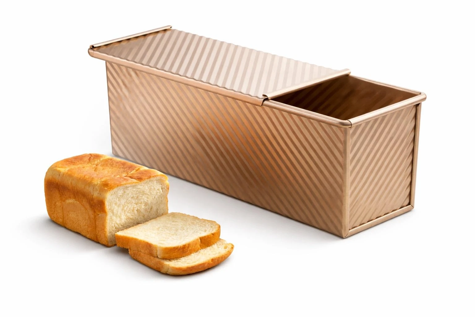 Bread Pan, 13 * 5inch Aluminized Steel Non-Stick Rectangle Pullman Loaf Pan w...