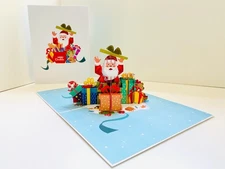 For Origami Pop Cards Santa Claus with Christmas Presents Merry Christmas 3D Pop