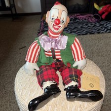 VTG Wind Up Musical Animated Moving Head Porcelain Clown Plays Send In The Clown
