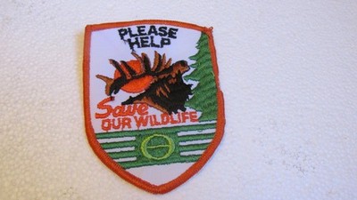 PLEASE HELP SAVE OUR WILDLIFE EMBROIDERED PATCH ECOLOGY FLAG NOS