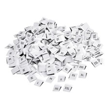 Etichetta taglia cucito abbigliamento, XS/S/M/L/XL/XXL/3XL etichetta ricamata bianca 350 pezzi