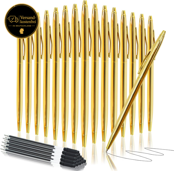 Metall Kugelschreiber Set 15Er Schwarz Gold FüR BüRo Schule Geschenk-image