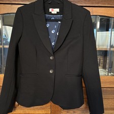 BODEN Black Marylebone Ponte Stretch Blend 2-Button Blazer 12UK 8US Small/Med