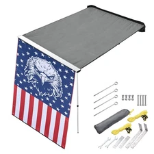 AplusChoice 4.4x6.6ft Vehicle Awning w/ Side Wall Roof Rack Pull-Out Sun Shade