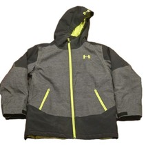 Under Armour Boys' Castlerock Winter Jacket Coat Youth Large Gray Black Yellow