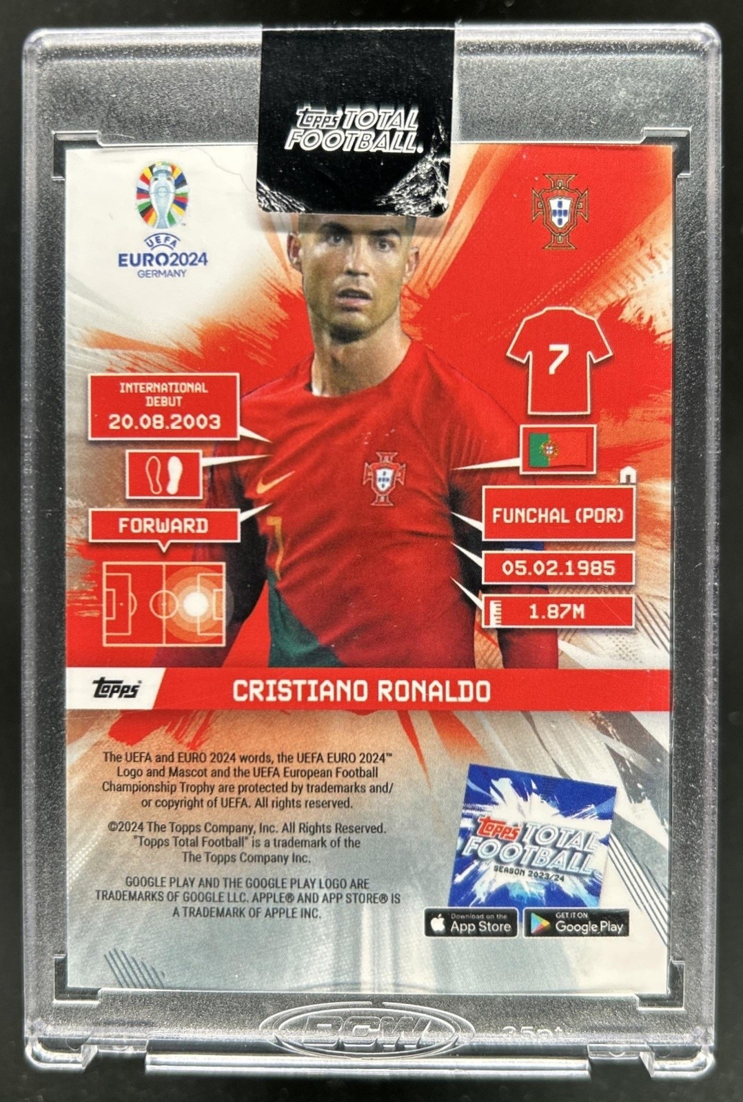 2023-24 Topps Football Euro 2024 Cristiano Ronaldo Reign Supreme Purple #/25 view 2