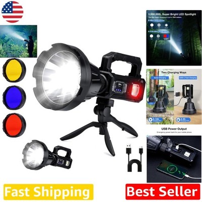 Rechargeable Spotlight 3M Lumens, Waterproof, Long Range LED, 6 Modes, Tripod
